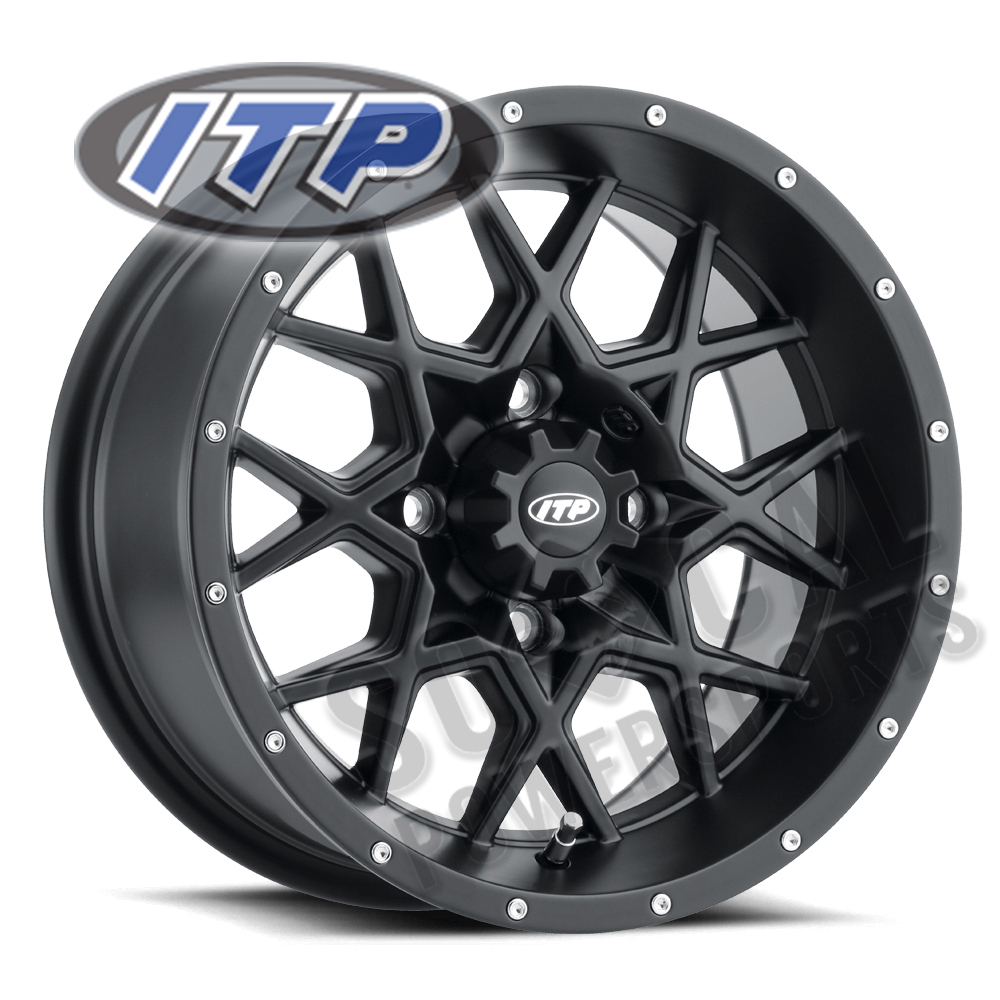 4//110 5+2 ITP Storm Series Hurricane Wheel 1228627536B Matte Black 12x7