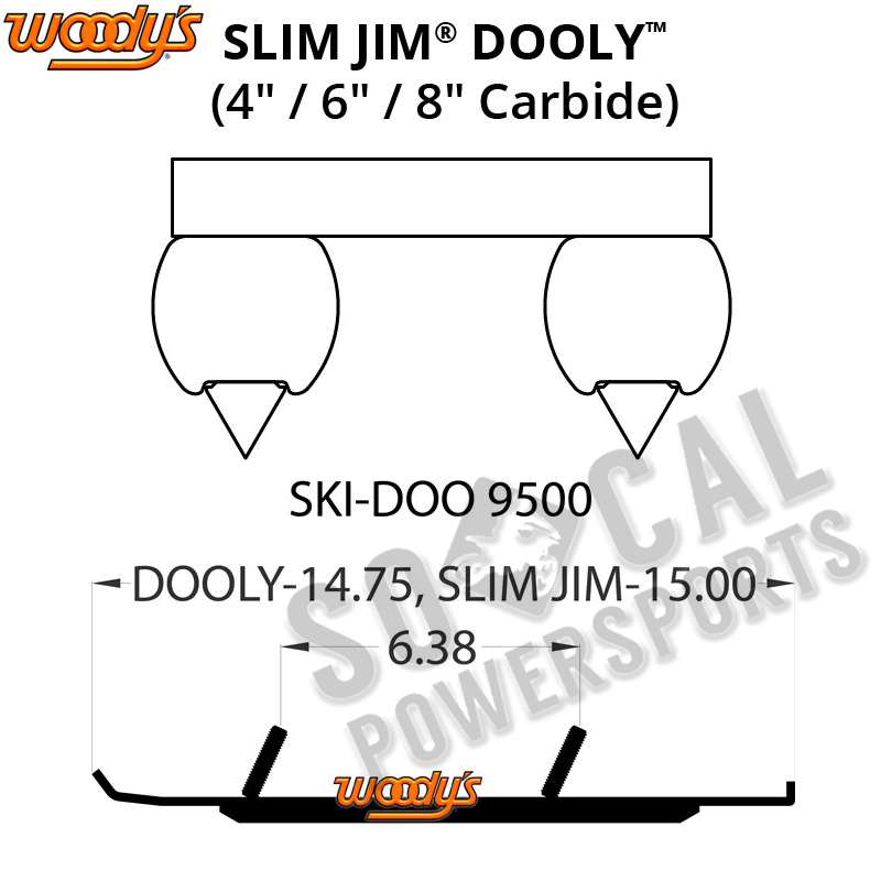 Woody/'s Dooly 4.0/" Carbide Runner Ski Doo MX Z X-RS 600 H.O 2007 SDI